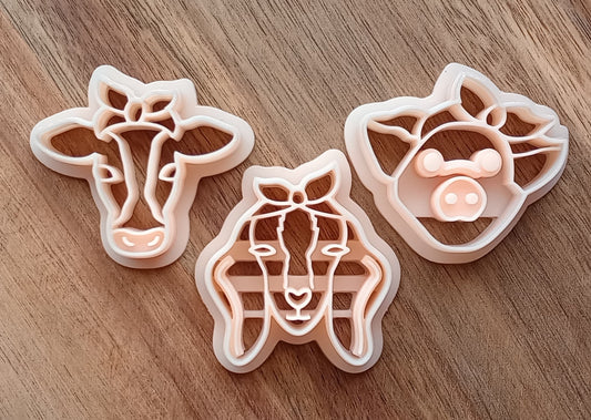 Cow | Goat | Pig | Trio With Headband | Farm Animals | Polymer Clay Cutter