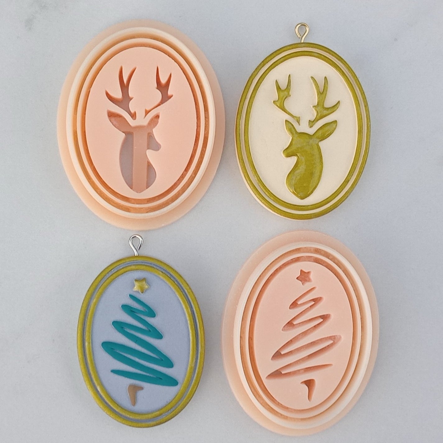 Christmas | Tree | Reindeer | Holiday | Portrait | Polymer Clay Cutter