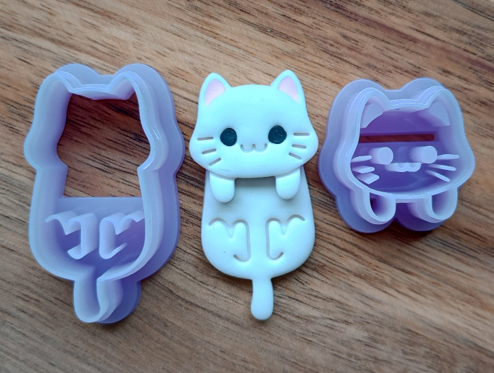 Cute Hanging Kitten | 2 Pieces | Polymer Clay Cutter